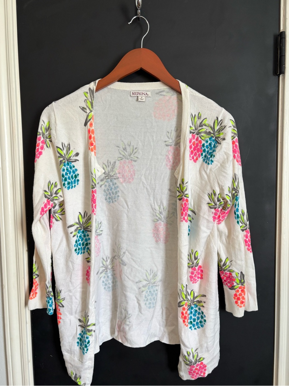 Merona Cream Cardigan with Pink Floral Motif